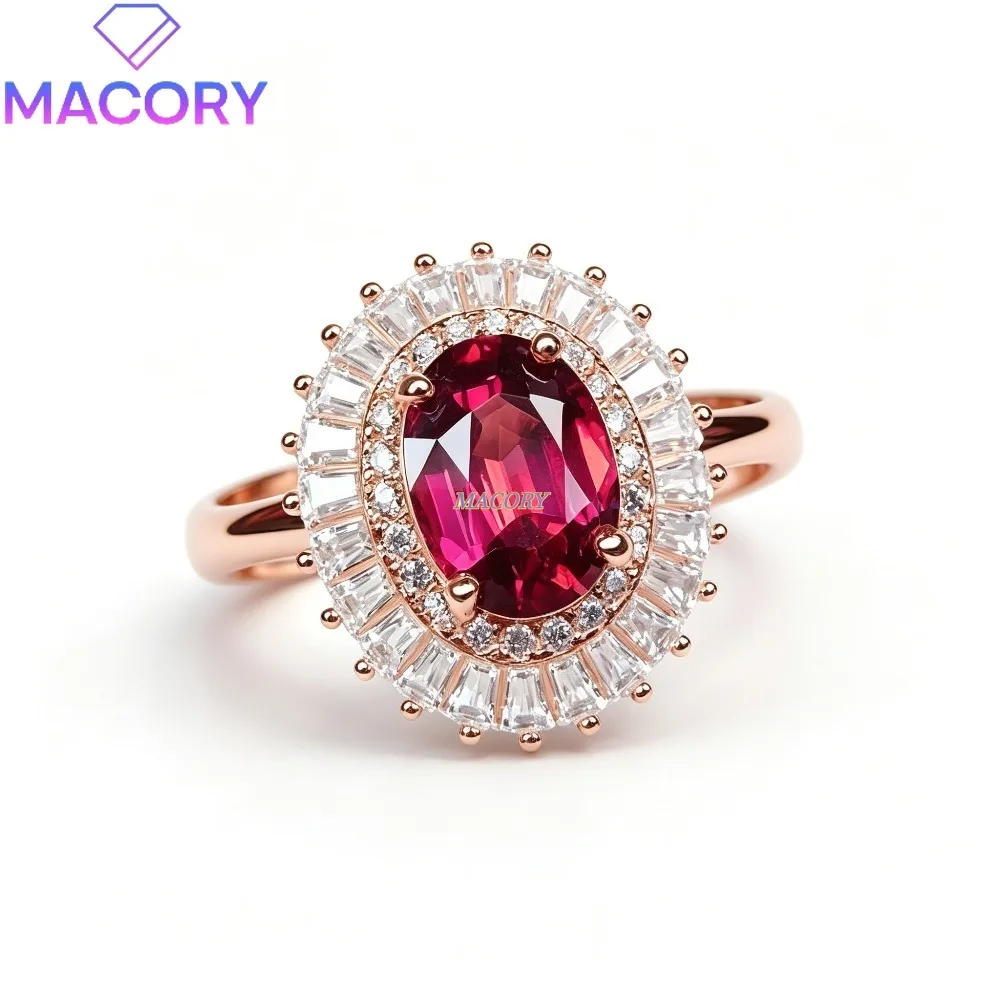 925 Sterling Silver Garnet Ring Fashionable and Trendy Exquisite Holiday Gift Perfect for Parties Weddings and Birthdays
