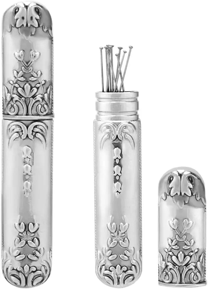 

Vintage Needle Case Antique Silver Portable Sewing Tools Holder for Embroidery Cross Stitch Hand Crafts