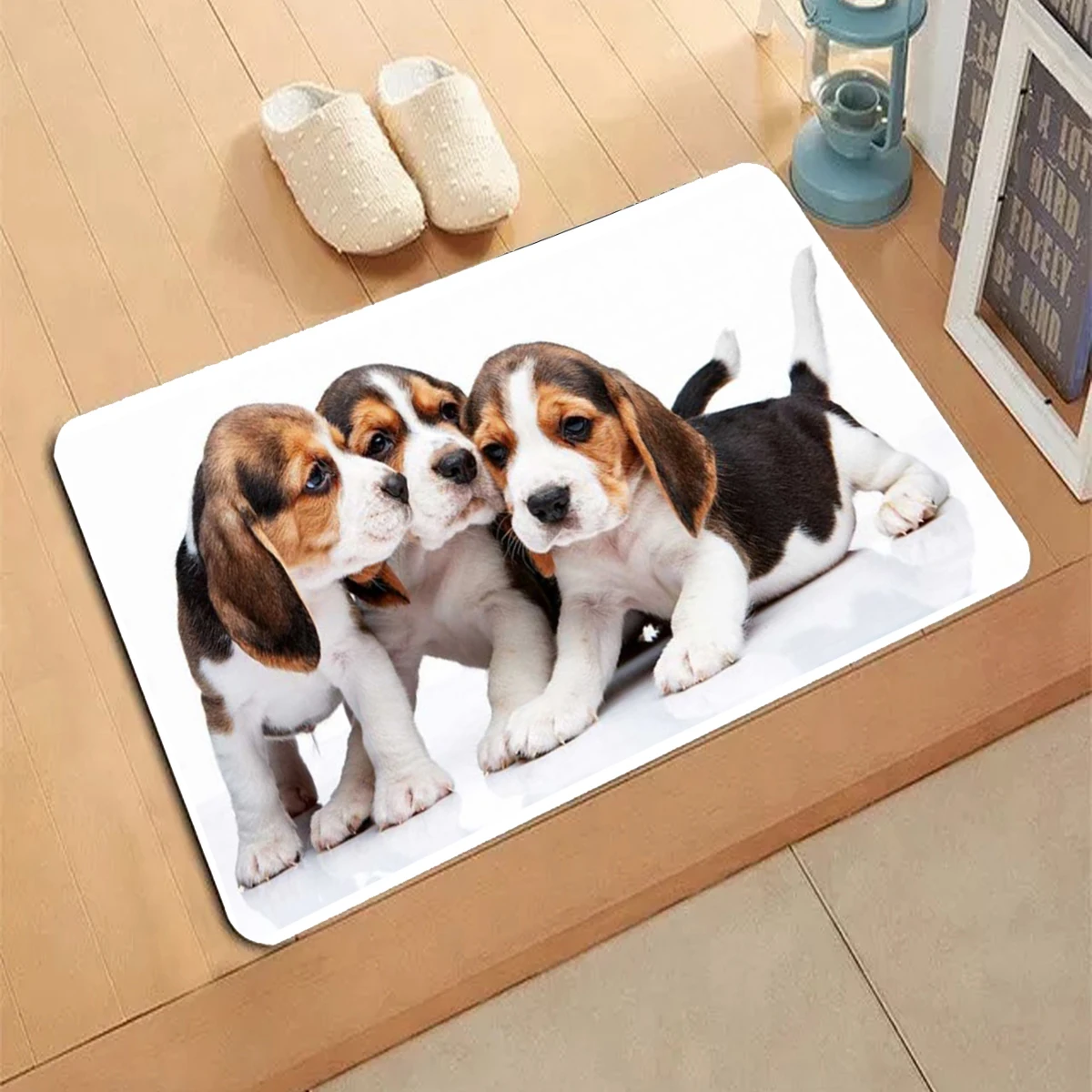 Britain Beagle dog Doormat 3D Decor Print Pet Carpet Soft Flannel Non-Slip Doormats for Bedroom Porch