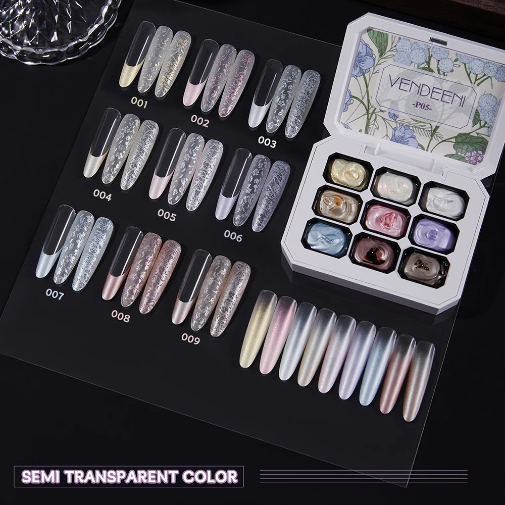 Vendeeni 9 Farben Patting Painting Gel Nagellack UV LED Soak Off Gel Lack Gradient Pat Gel Palette Blooming Transfer Design – Detail 16