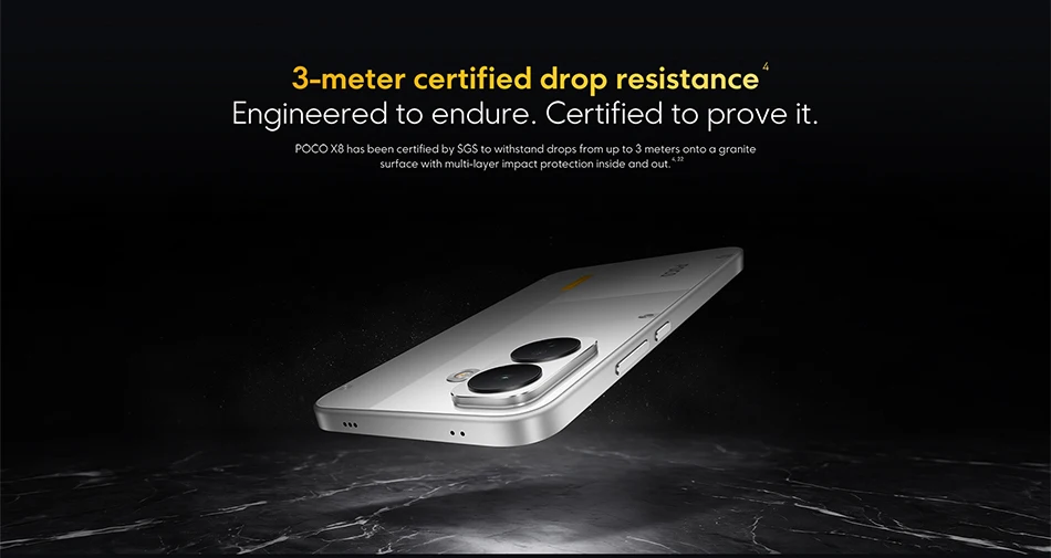 Global Version POCO X8 Snapdragon® 6s Gen 4 Smartphone NFC 50MP main camera 8340mAh 6.83" AMOLED display 67W HyperCharge