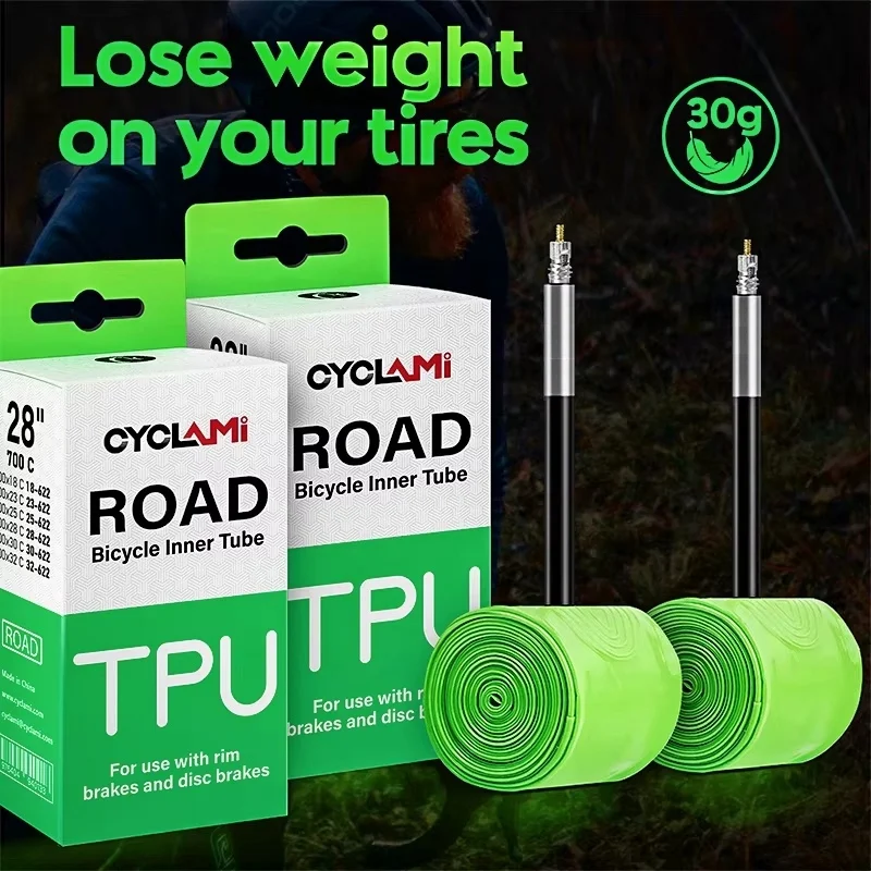 

CYCLAMI Ultralight 30g Bicycle Inner Tube Road Bike Bicycle TPU Inner Tire 45mm 65mm 85mm French Valve 700C Super Light Tube