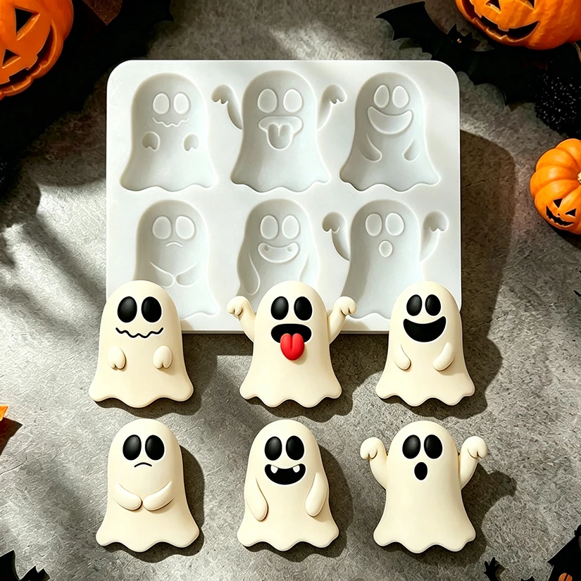 Halloween Ghost 6 Designs Silicone Mold for Sugarcraft Resin Cupcake Baking Mould Fondant Cake Decorating Tools