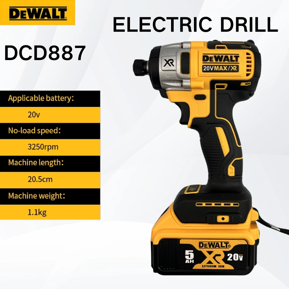 Dewalt DCD887 wireless impact wrench electric drill rechargeable high torque 250Nm 3250 PRM universal 20V battery power tool