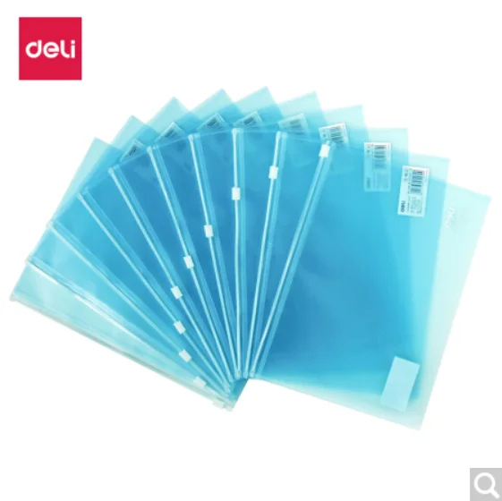 Deli 5589 A5 Zipper Bag Frosted Document Folder / Information Bag / Business Office / Plastic File Folder Portable