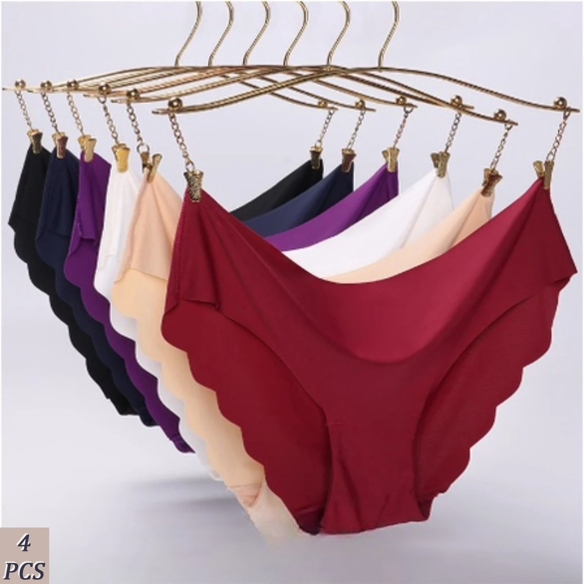 

4pcs Seamless Women Panties Ultra Thin Ice Silk Panty for Woman Sexy Lingerie Briefs Plus Size Female Underpants M-XL