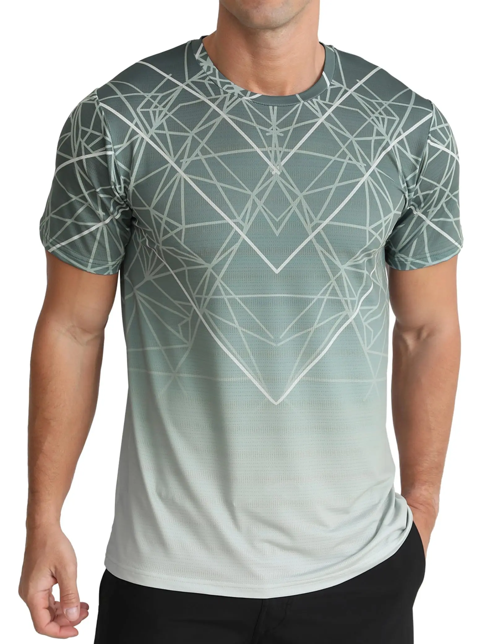 

Summer men's T-shirt loose top casual round neck short sleeve fashion 3D printing gradient print sports casual T-shirt