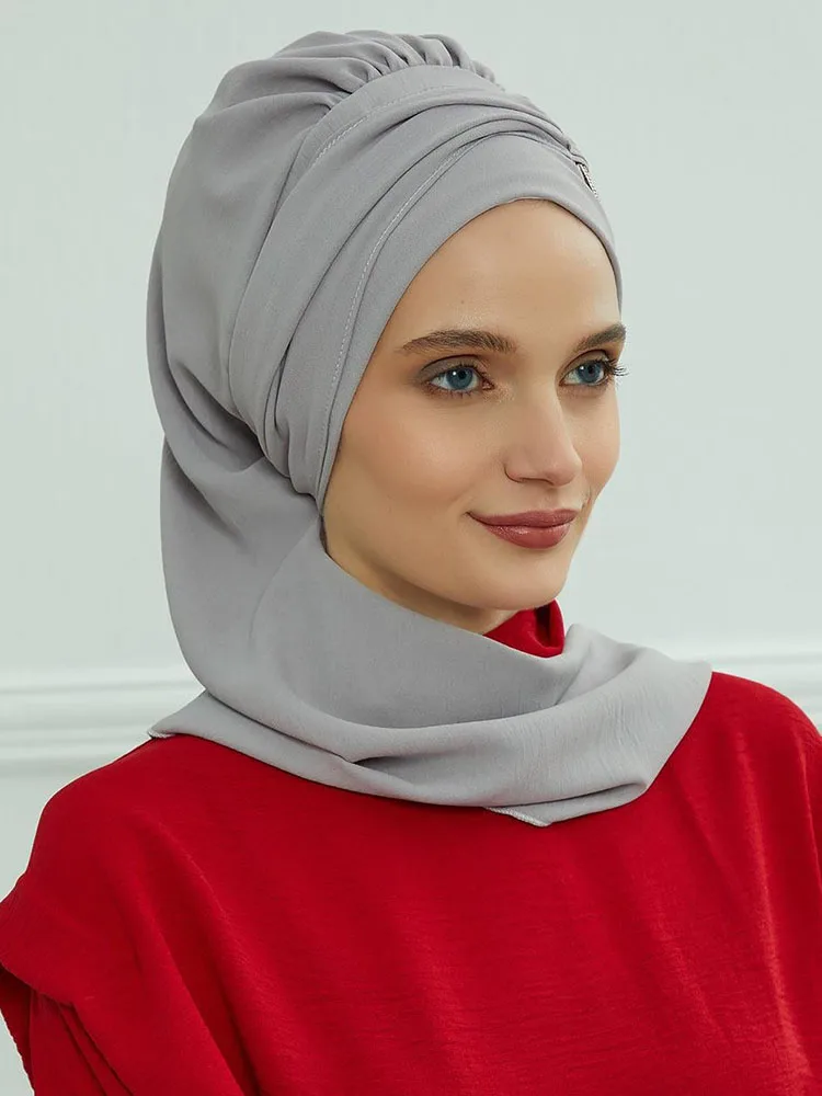 Hijab musulmán liso para mujer, turbante elástico, gorros, sombreros, bufandas para la cabeza, bufanda preatada, nuevo