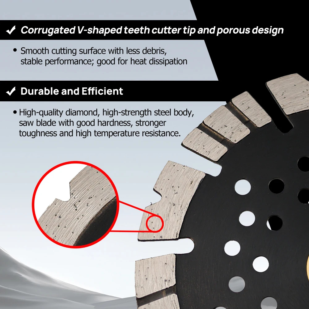 DT-Diatool 1/2/3/5Pcs Dia 125mm Multi-Hole Dry Saw Blades Cutting Discs for Granite Concrete Masonry V-Tooth Corrugated Dry Cut