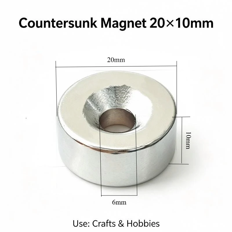 20x10‑6mm N35 Countersunk Hole Neodymium Magnet Round Permanent Magnet Industrial Hardware Fridge DIY Craft Model Building