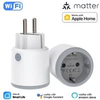 Matter enchufe de alimentación inteligente Wifi 16A medidor de potencia Control remoto salida de la UE funciona con Tuya Homekit Echo Alexa Google Home Smartlife