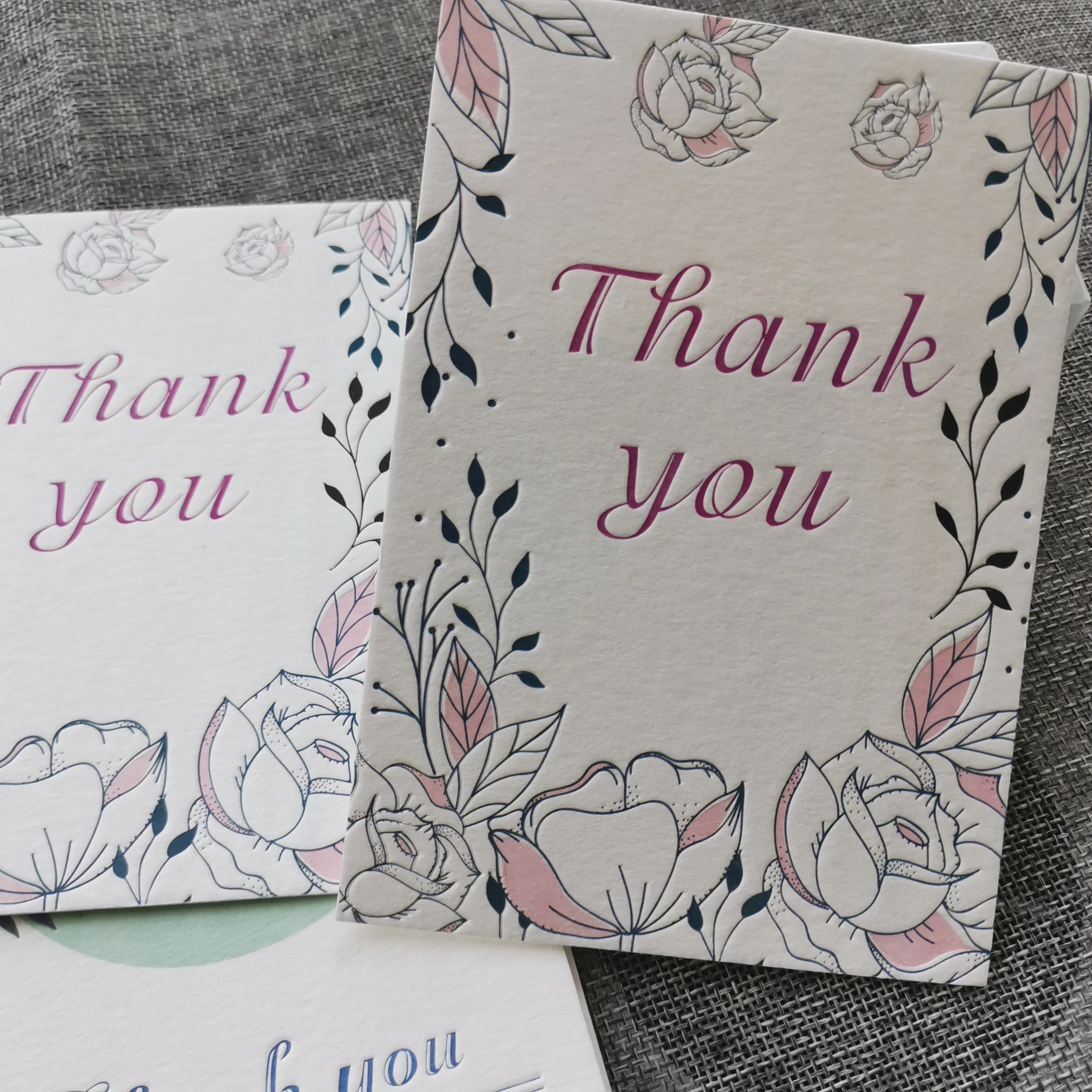 

Elegant Gold Foil Stamping Happy Birthday Thank You Greeting Cards