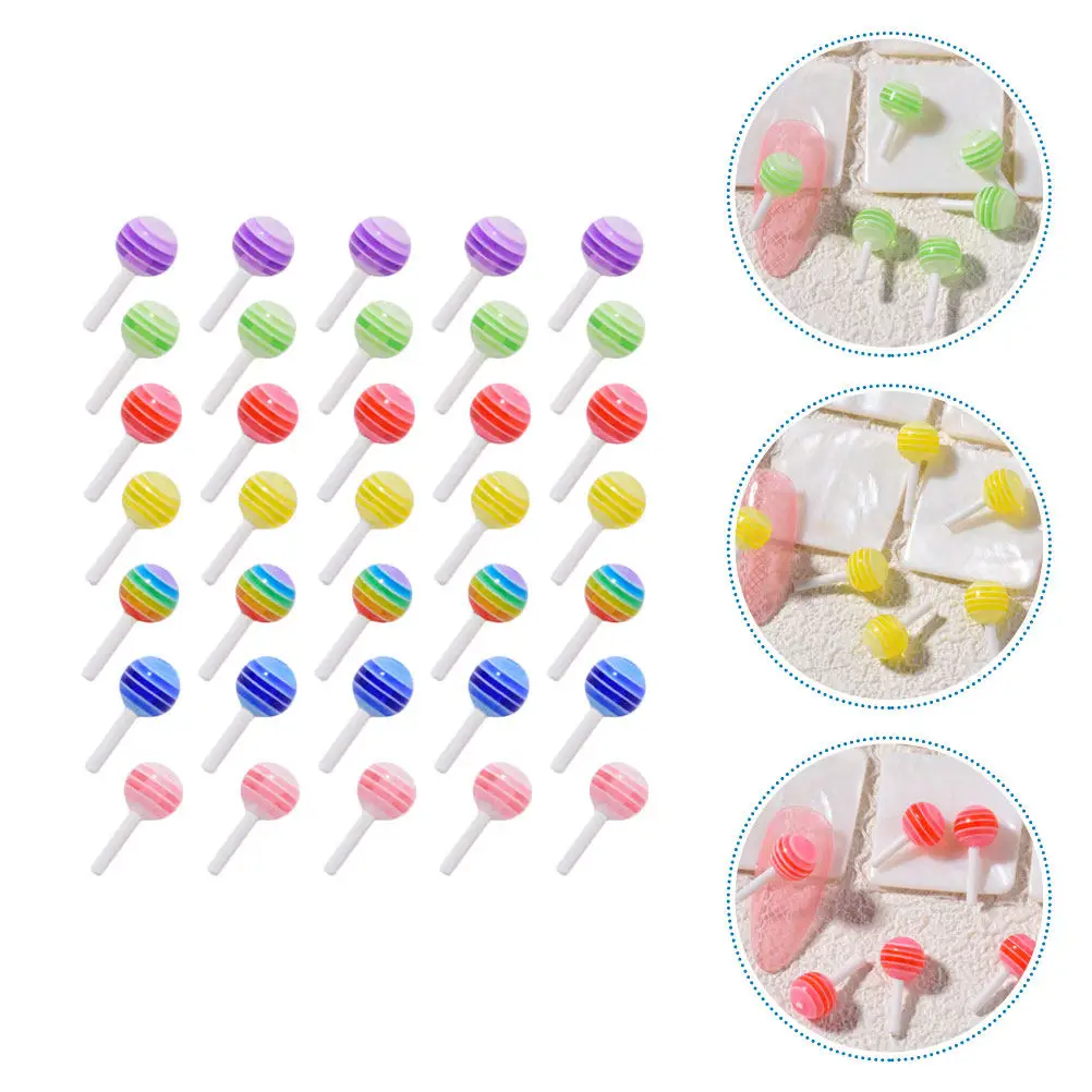 

50Pcs Resin Lollipop Nail Art Decor Creative Cartoon Candy Shape Manicure DIY Ornament Unique Three-Dimensional Nail Accessory