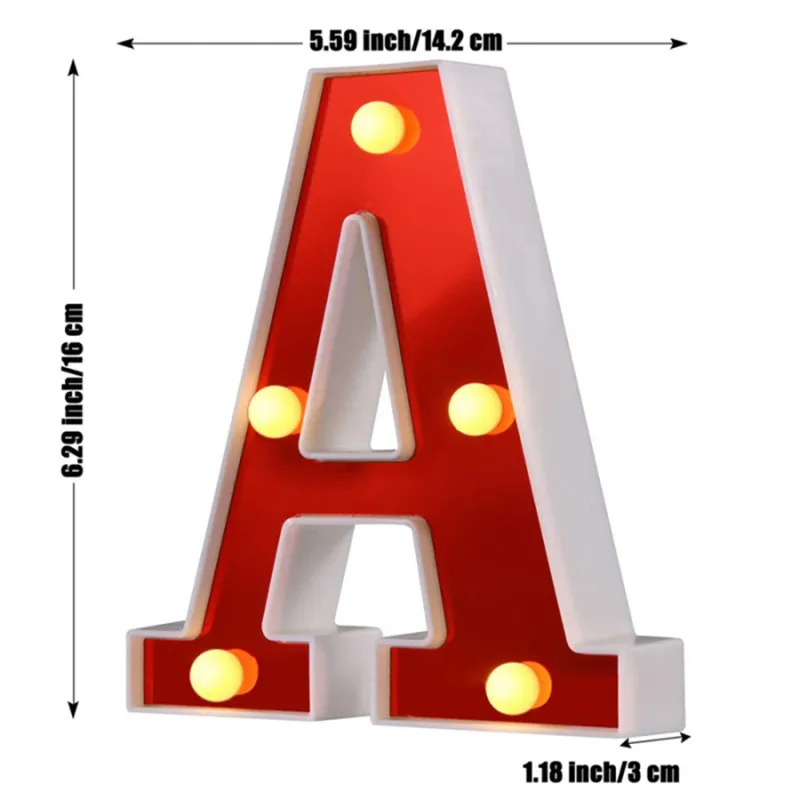 Red 26 English Letter LED Night Light Marquee Alphabet Lamp Home Club Outdoor Indoor Christmas Party Wedding Wall Decoration