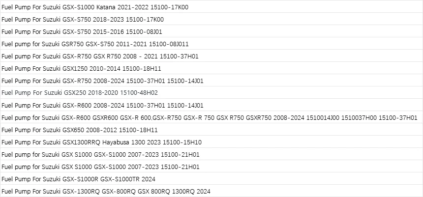 Fuel pump for Suzuki gsx1300r GSX250 GSX650 GSX1250 GSX-R600 GSX-S750 GSX-S1000 GSX S750 S1000  GSX-800RQ 2015-2024,15100-04K00