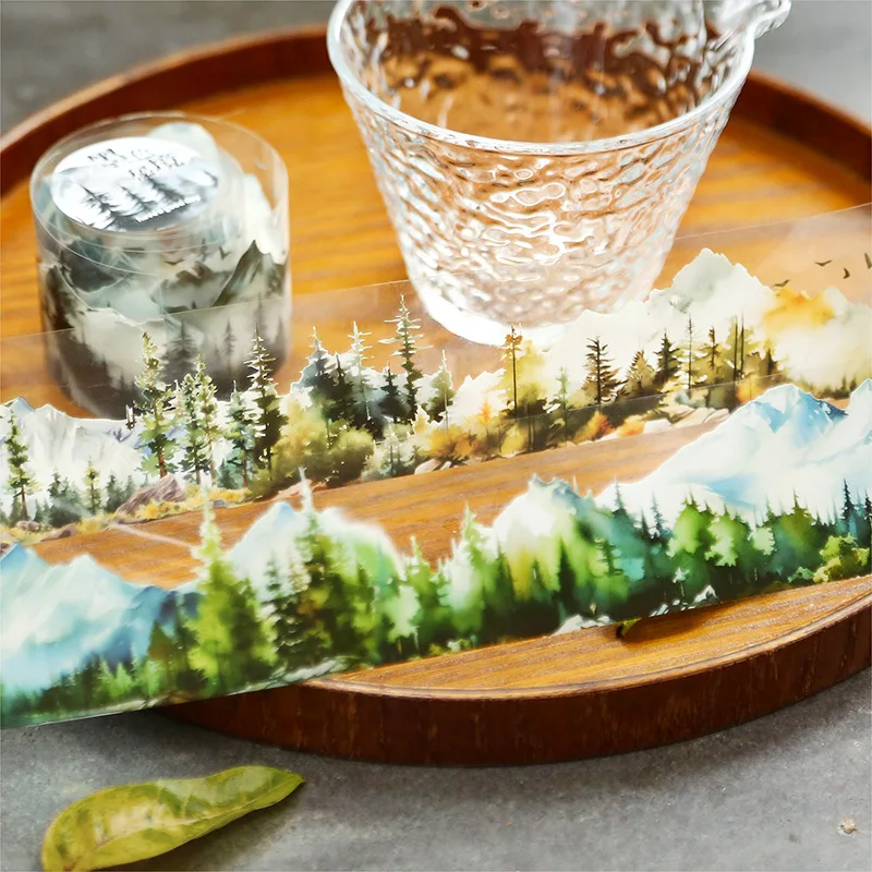 1 Roll Forest Trail PET Sticker Tape Mountain Scenery Series for Junk Journal Scrapbook Decoden Craft Supplies High Aesthetic