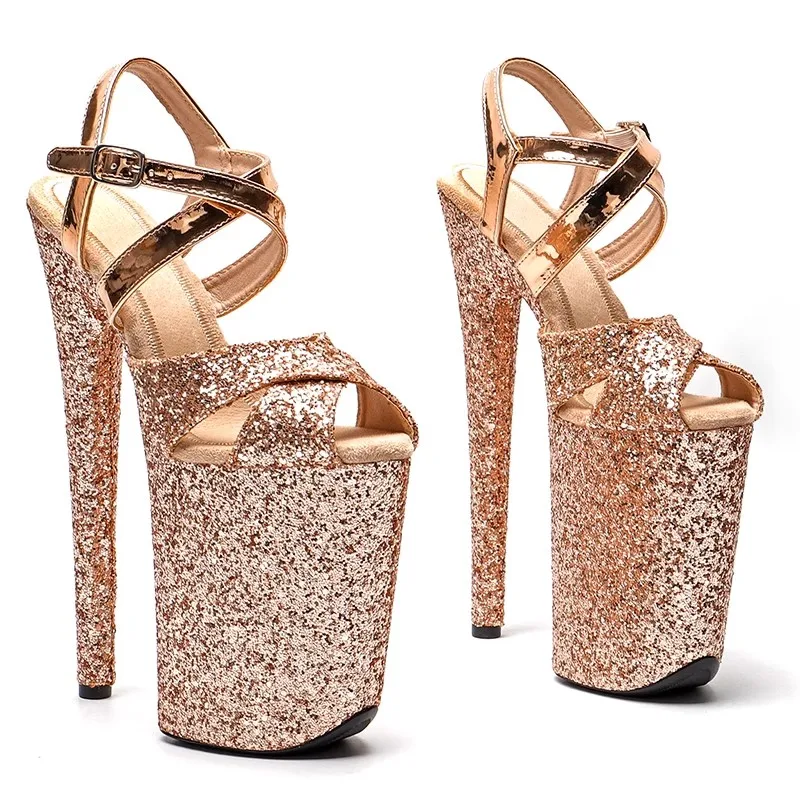 Women\'s 23CM/9inches Glitter Upper Plating Platform Sexy High Heels Sandals Pole Dance Shoes 053