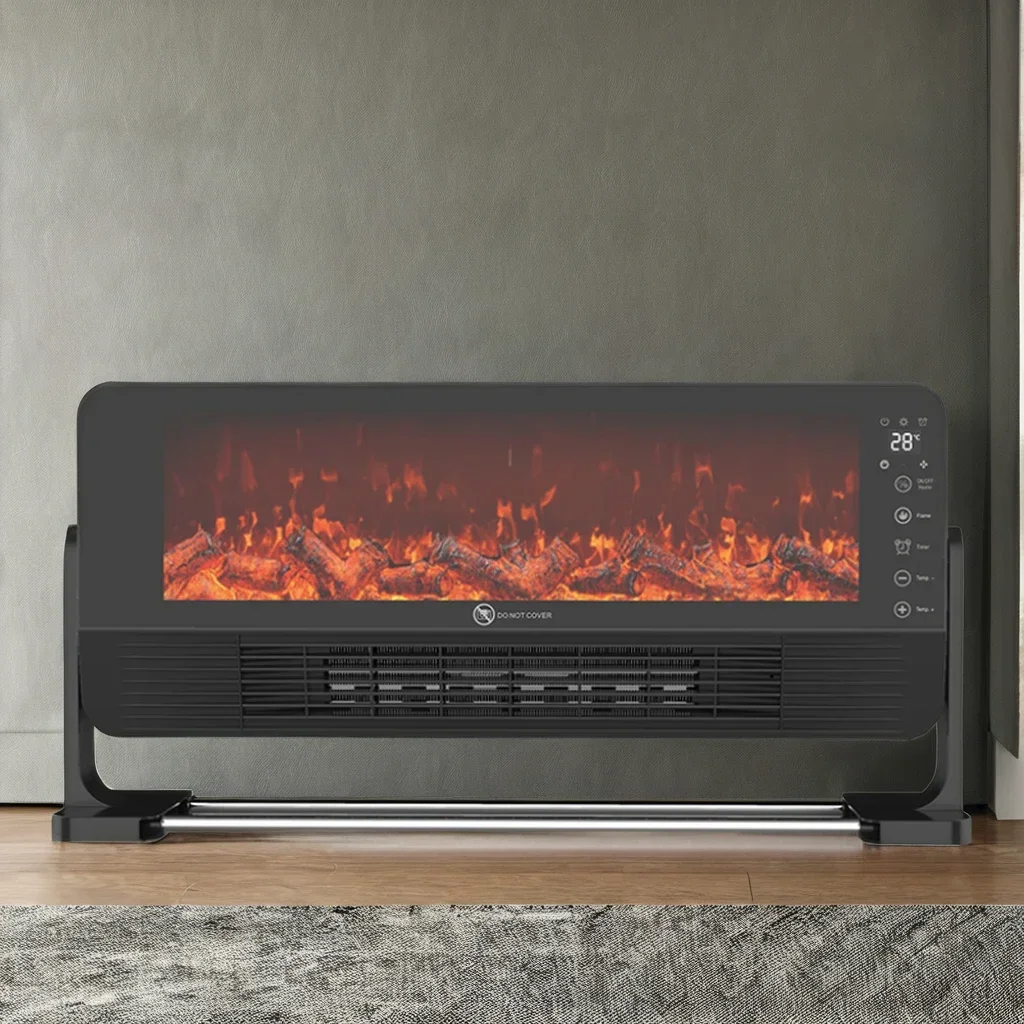 Modern 110V/220V Electric Fireplace Wall-Mounted Remote Control LED Light Simulated Flame 1500W Space Heating Function Steel