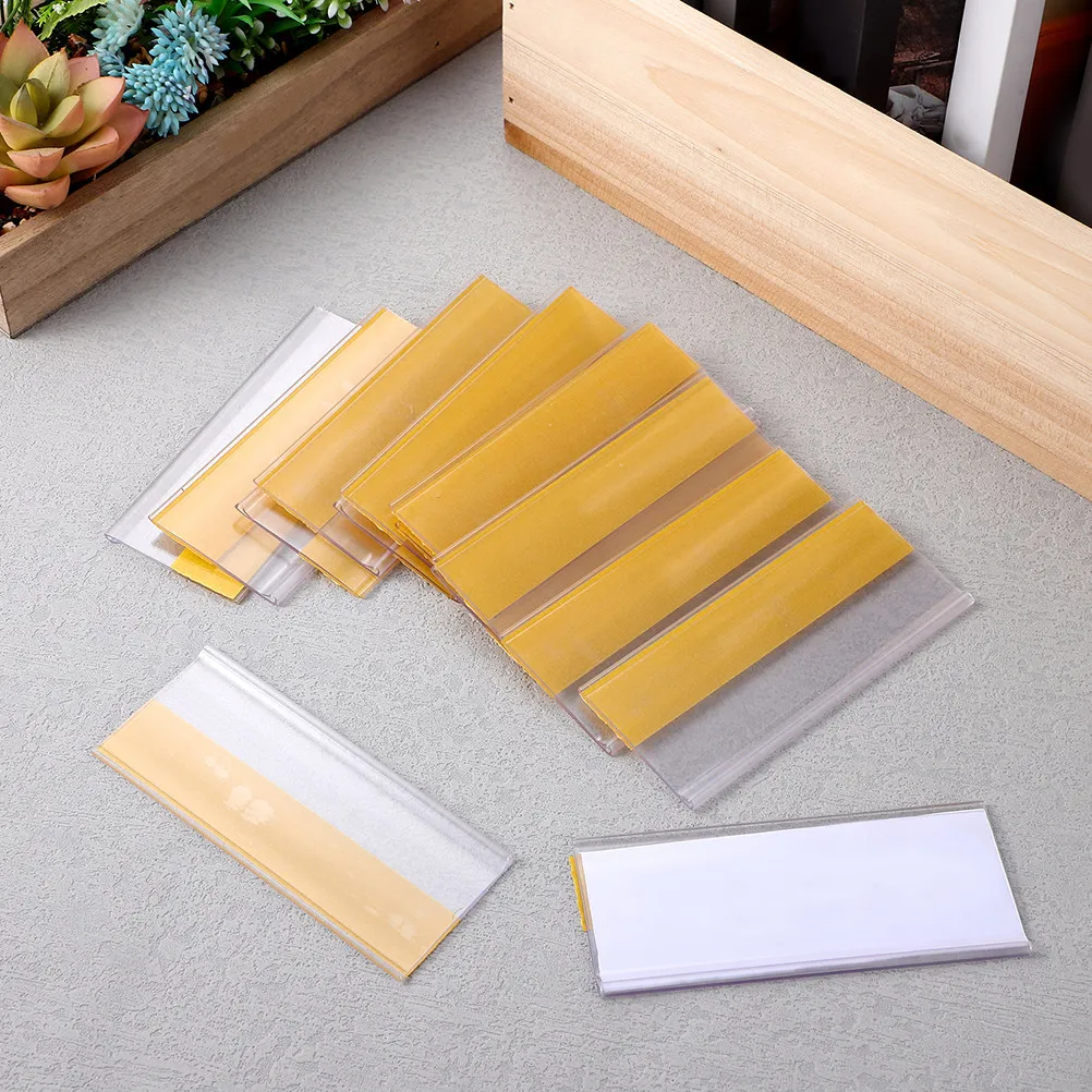 30Pcs Retail Price Tags Holder Clear Adhesive Label Display Holders for Supermarket Price Sign Classification Label Holder