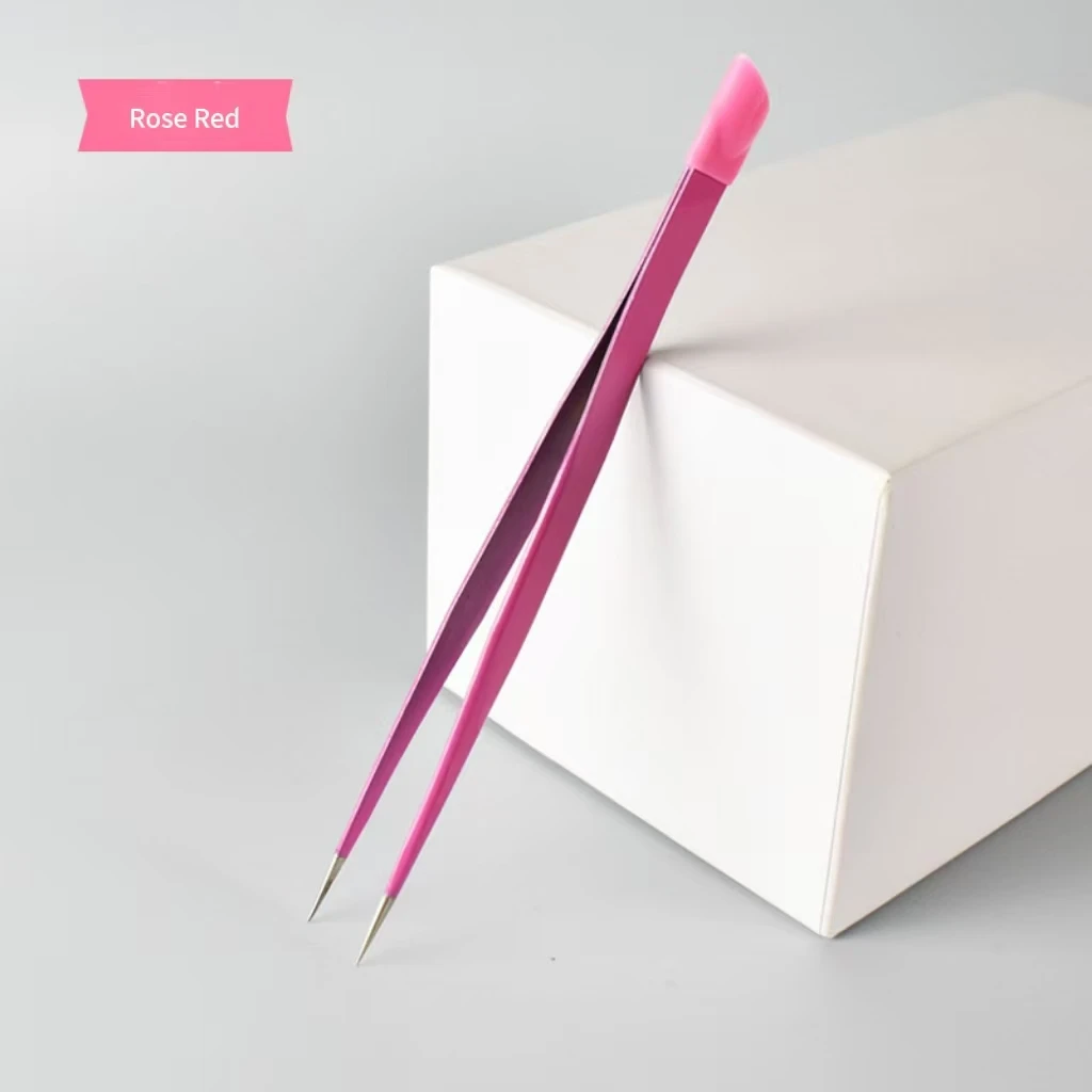 더블 헤드 핀셋 다용도 핀셋 실리콘 프레싱 헤드 손톱깎이 도구 스티커 테이프 제거 크리스탈 매니큐어 도구