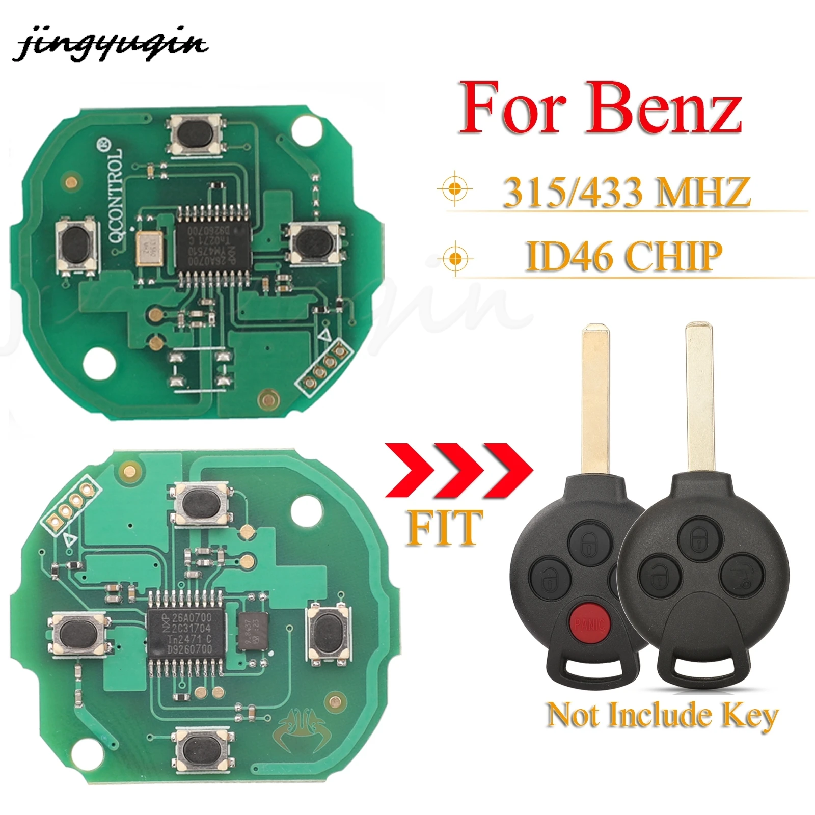 

jingyuqin KR55WK45144 Remote Car Key Board Fob 315/433Mhz ID46 PCF7941Chip For Mercedes-Benz Fortwo 451 2007-2013 3/4Buttons