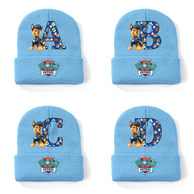 Paws Patrols Chase Ragazzi Cappelli lavorati a maglia Lettera stampata Copricapo per bambini Cotone Inverno Carino Berretto di lana Cartoon Anime