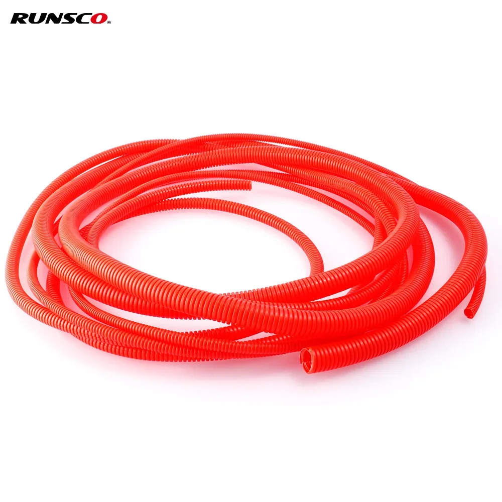 Car PP Insulated Corrugated Pipe Wire Hose Threading Hose Plastic Corrugated Pipe Protective Sleeve Corrugated Tube Red