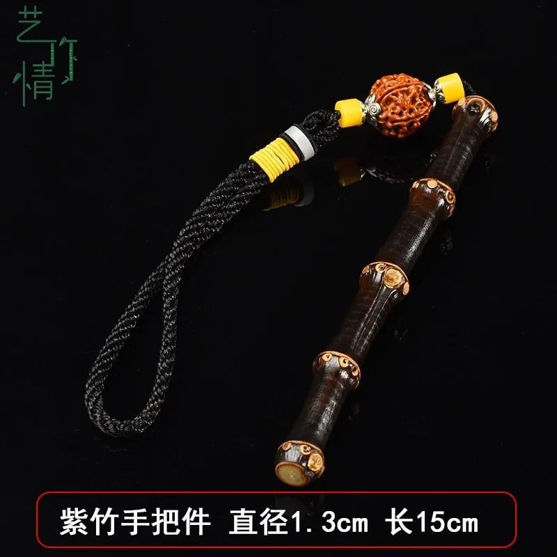 Purple Bamboo Root Handpiece Traditional Wenwan Solid Bamboo Playable Palms Roller Massage Stress Relief Craft Collectible Gift