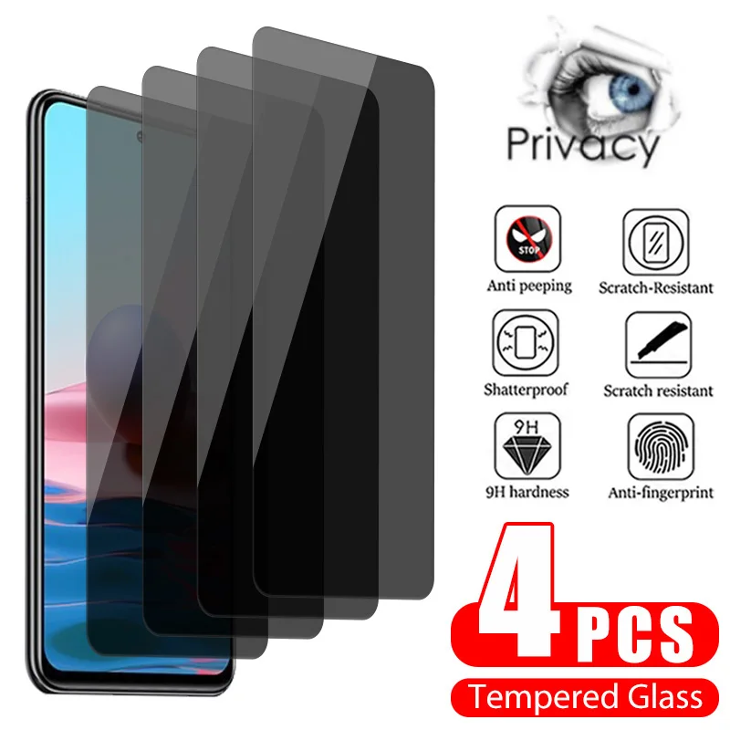 4PCS Privacy Glass for Redmi Note 12 11 10 Pro Plus 5G 11S 10S 9S 8 Pro Anti-spy Screen Protector for Redmi 10C 10 9 9A 9C Glass