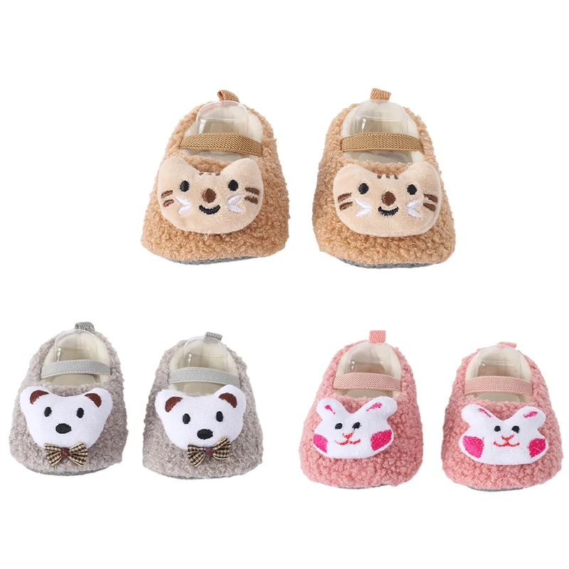 Warm Plush Baby Slippers Autumn Winter Toddler Floor Sock Shoes Infant Boy Girl Soft Anti-slip Walking Shoes Indoor Kids Shoes