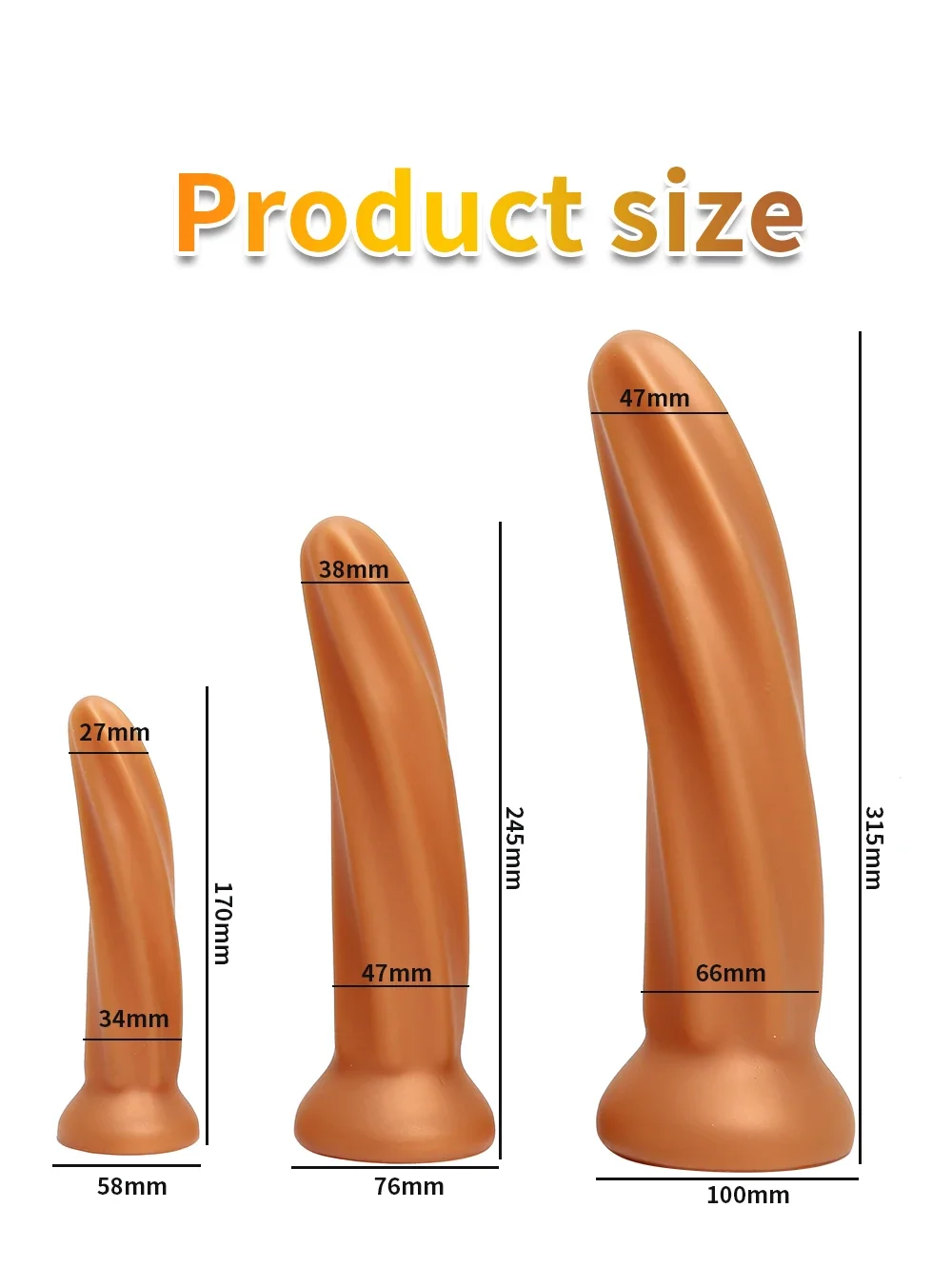 Golden Spiral Shaped Adult Sex Backyard Toys Liquid Silicone Massage Stick for Men and Women Couples Flirt To Stimulate G-spot