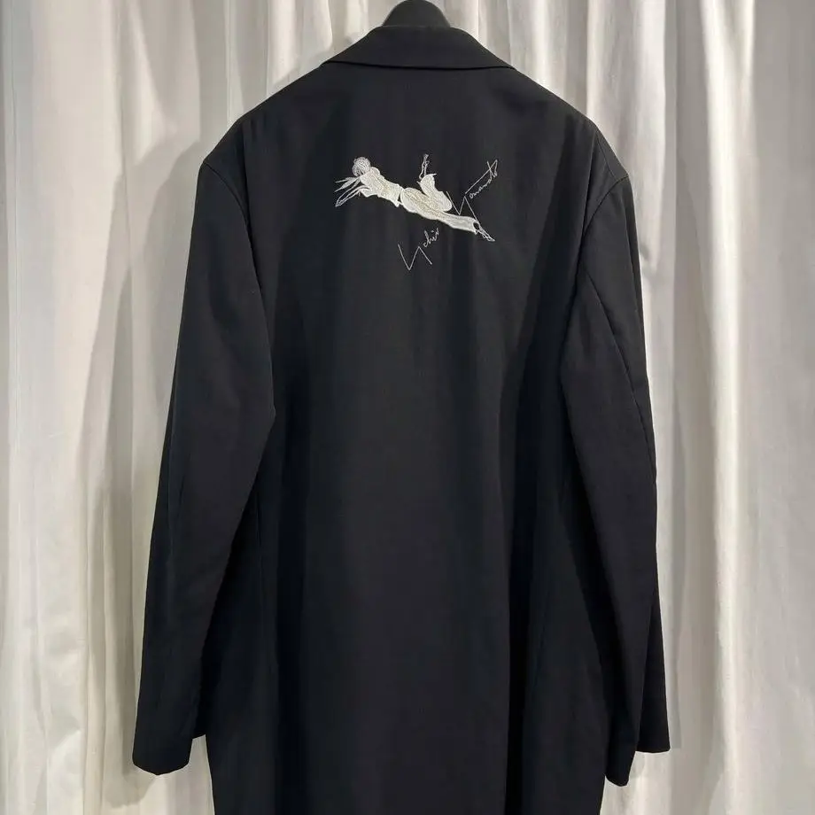 

ТОП-ЯМАМОТО ® Черный пиджак в темном стиле — свободная спина и пальто с вышивкой вороны для мужчин и женщин