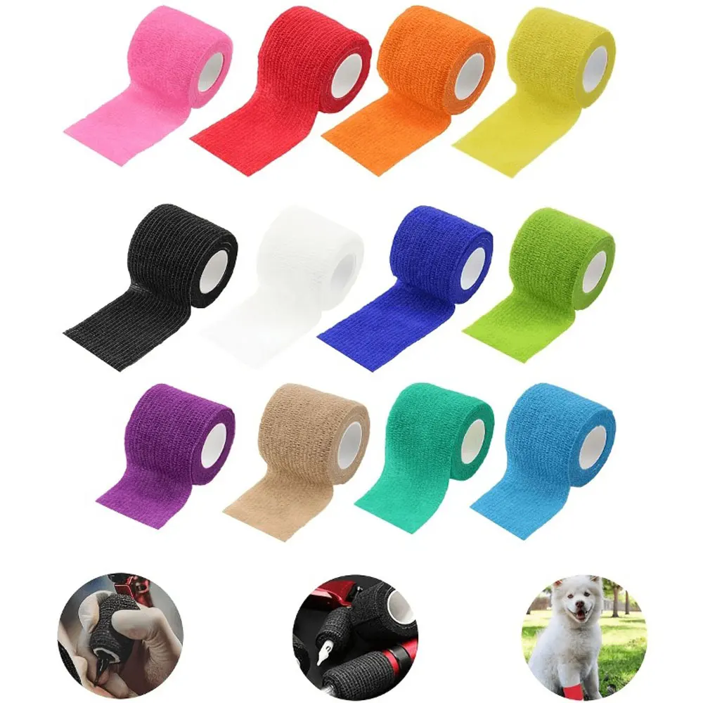 15 Rolls Non-Woven Self Adhesive Bandage Wrap, Mixed Color Elastic Cohesive Tape, Breathable Sports First Aid Tape for Wrist Ank