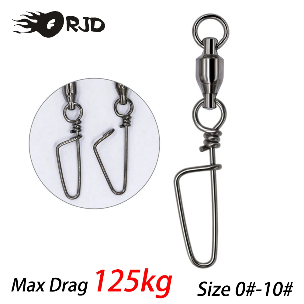 ORJD 5/10pcs Swivels Snap Fishing Connector Strong KG Barrel Bearing Swivel Coastlook Stainless Steel Fishing Tackle Accessories