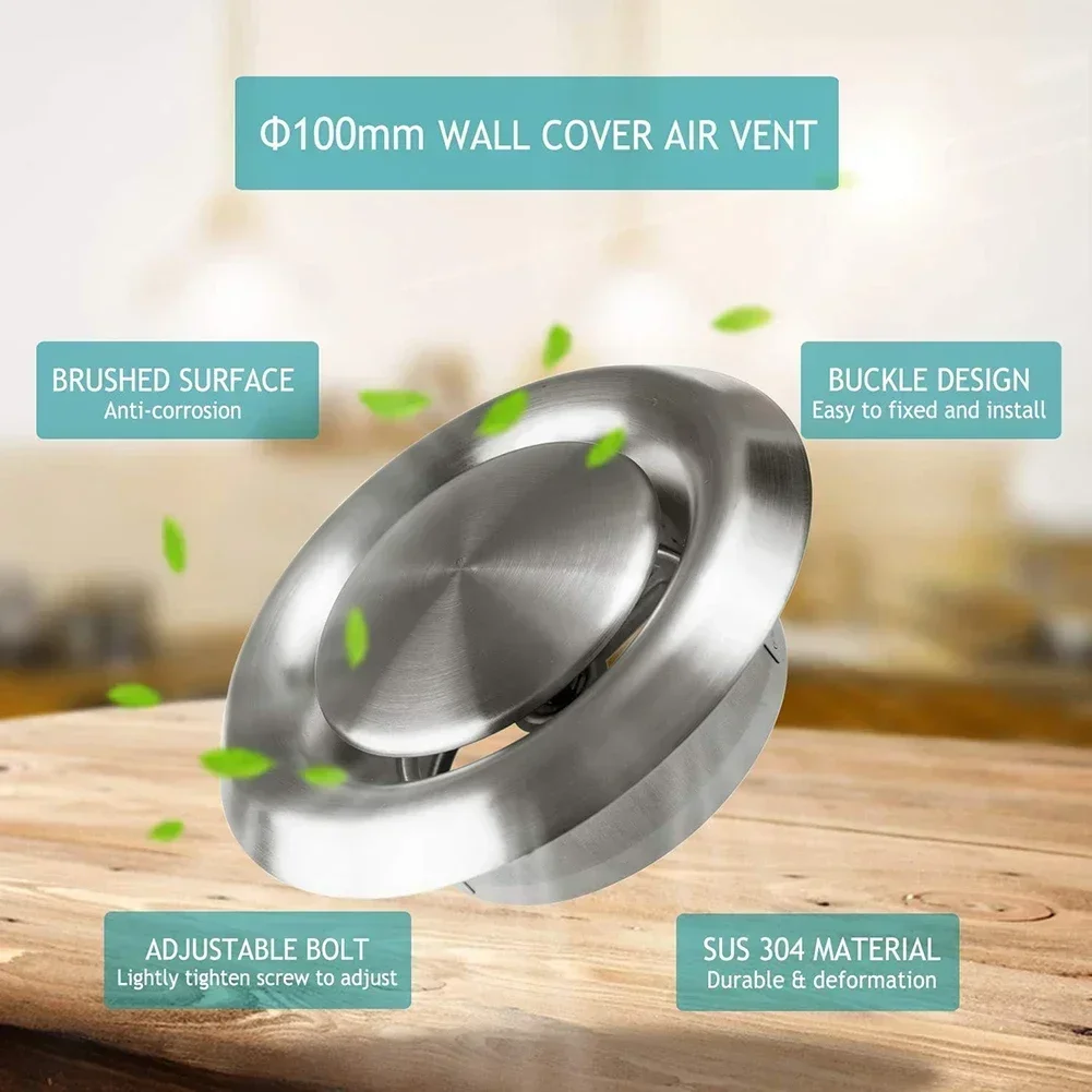 

Stainless Steel Vent Grille Cover Adjustable Round Vent For Exhaust Fan Air Conditioner Exhaust Fan Ventilation Vent Decor Cover