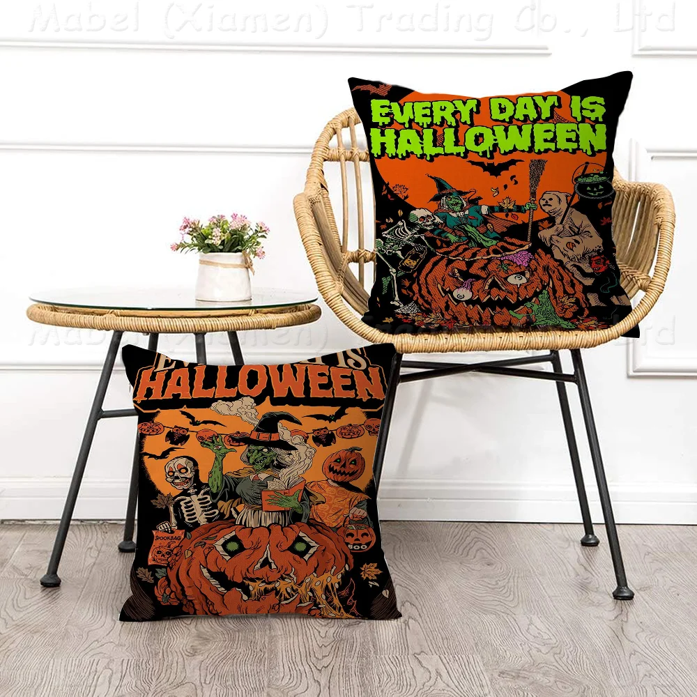 

Retro Halloween Witch Cushion Cover Pillow Cover Decor Pillowcase Printed Cushion Case For Couch