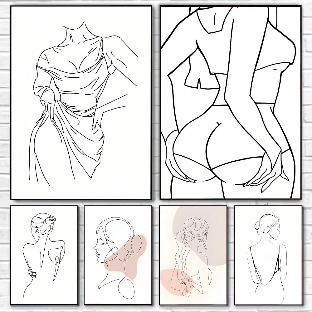 Geometric Abstract Line Geometry Curve Girl Poster Stylish Wall Art for Living Room Bedroom Study Home Decor Gift