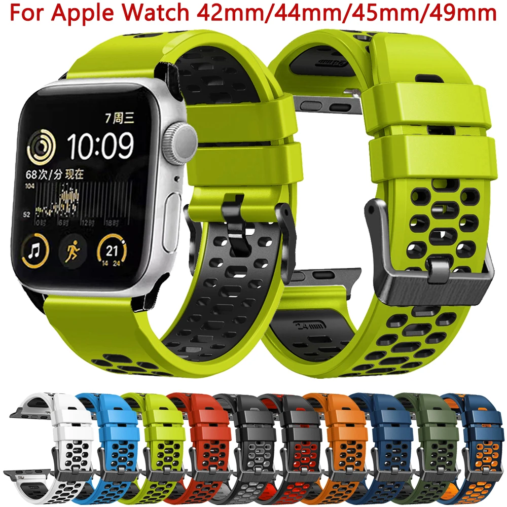 Smartwatch pasek pasek do pasek do Apple Watch 44mm 42mm 45mm 49mm silikonowa bransoletka do zegarka iWatch Serie Ultra 4 5 SE 6 7 8