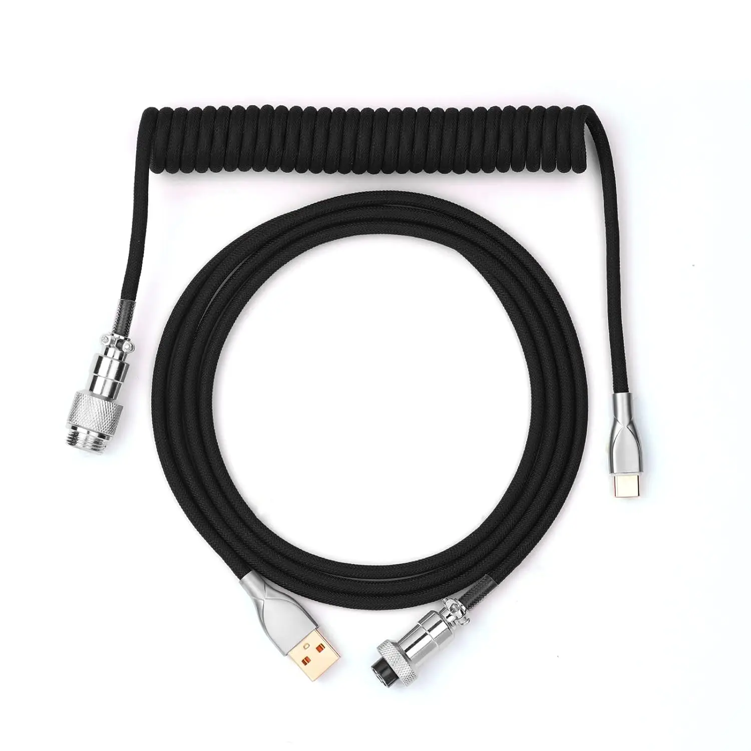 Cable en espiral para teclado mecánico, conector USB tipo C de 3M para ordenador de escritorio y aviación