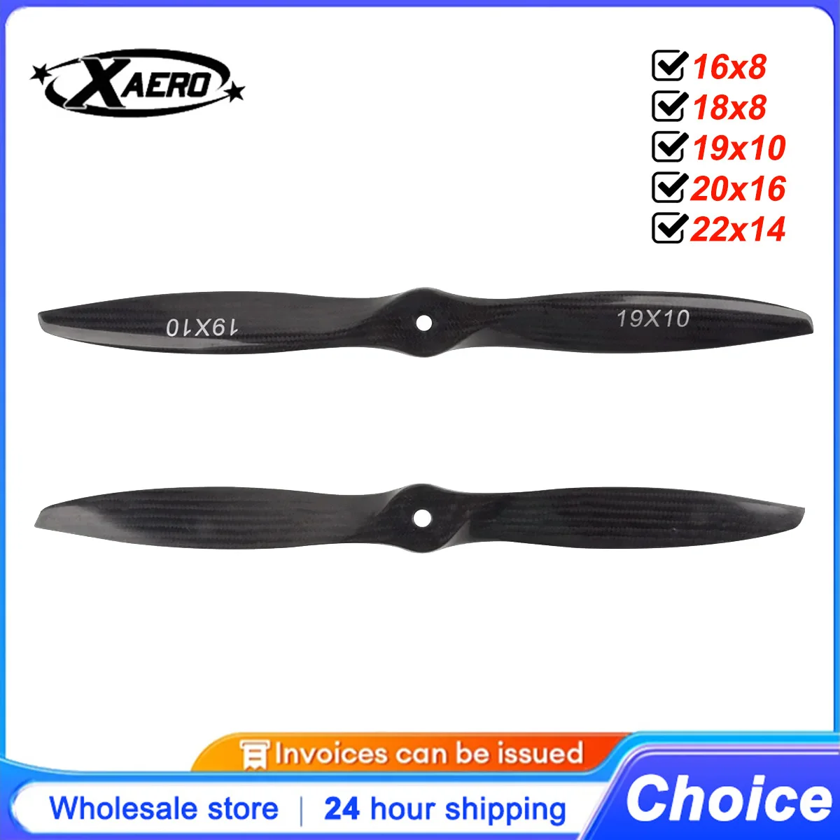 

XAERO Carbon Fiber Propeller 16x8 18x8 19x10 20x16 22x14 for RC Gas Model Fix Wing Airplanes