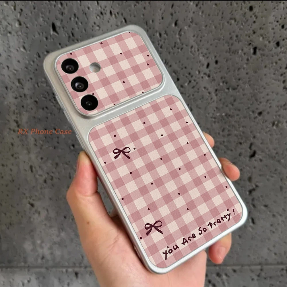 Refined Check Pattern Phone Case For Samsung S26 Ultra A56 S26 Plus S26 A36 S25 S24 S23 Ultra A57 A37 TPU Leather Texture Cover