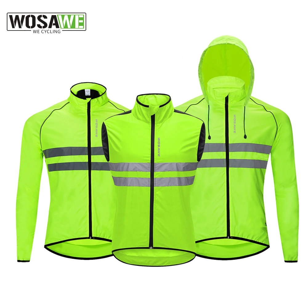 

WOSAWE Men's Cycling Jacket Windbreaker Waterproof Windproof Bicycle Clothing Reflective Running Mountain Road Bike MTB Coats