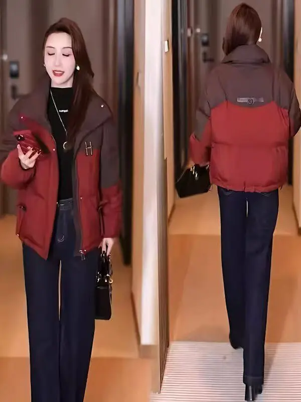 Damen ort Thiened Stehkragen Brotmantel Baumwolle Jaet Warm Sli Neue Winter Faionable Baumwolle Kleidung Oberbekleidung