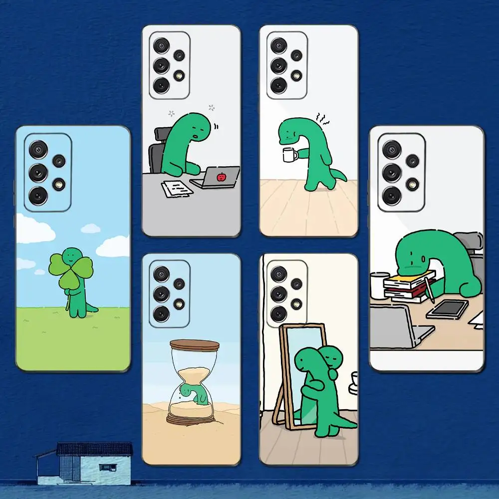 

Cute Green Dragon Emoticons Phone Case For Samsung S22,S21,S20,S10,S9,S25,S24,S23,Ultra,FE,Plus,Lite,Soft Silicone Black Cover