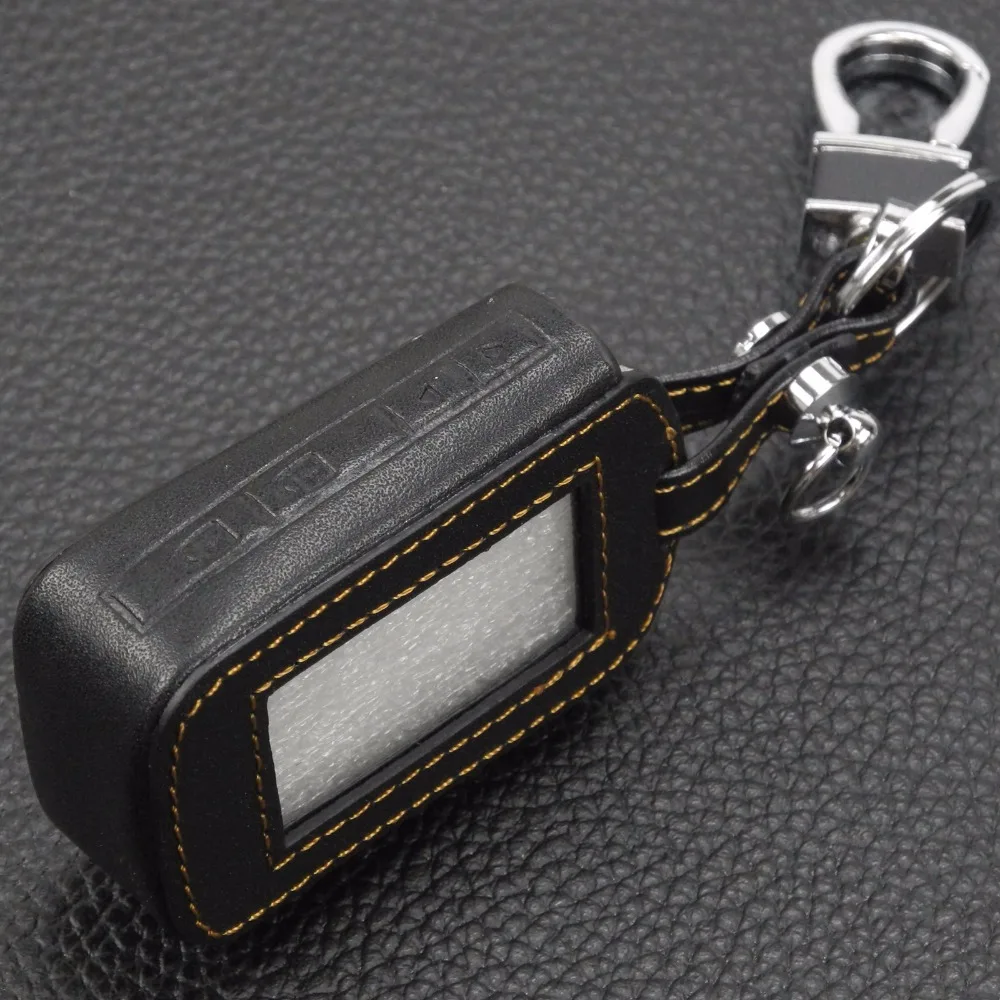 Jingyuqin 4 Buttons Remote Leather Key Cover Case Key Chain For Starline E60 E61 E62 E90 E91 2 Way Car Alarm System Remote