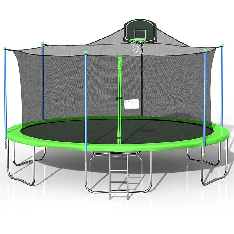 16FT Trampoline with Basketball Hoop and Safety Net Trampoline for Family Flight Time All-Season