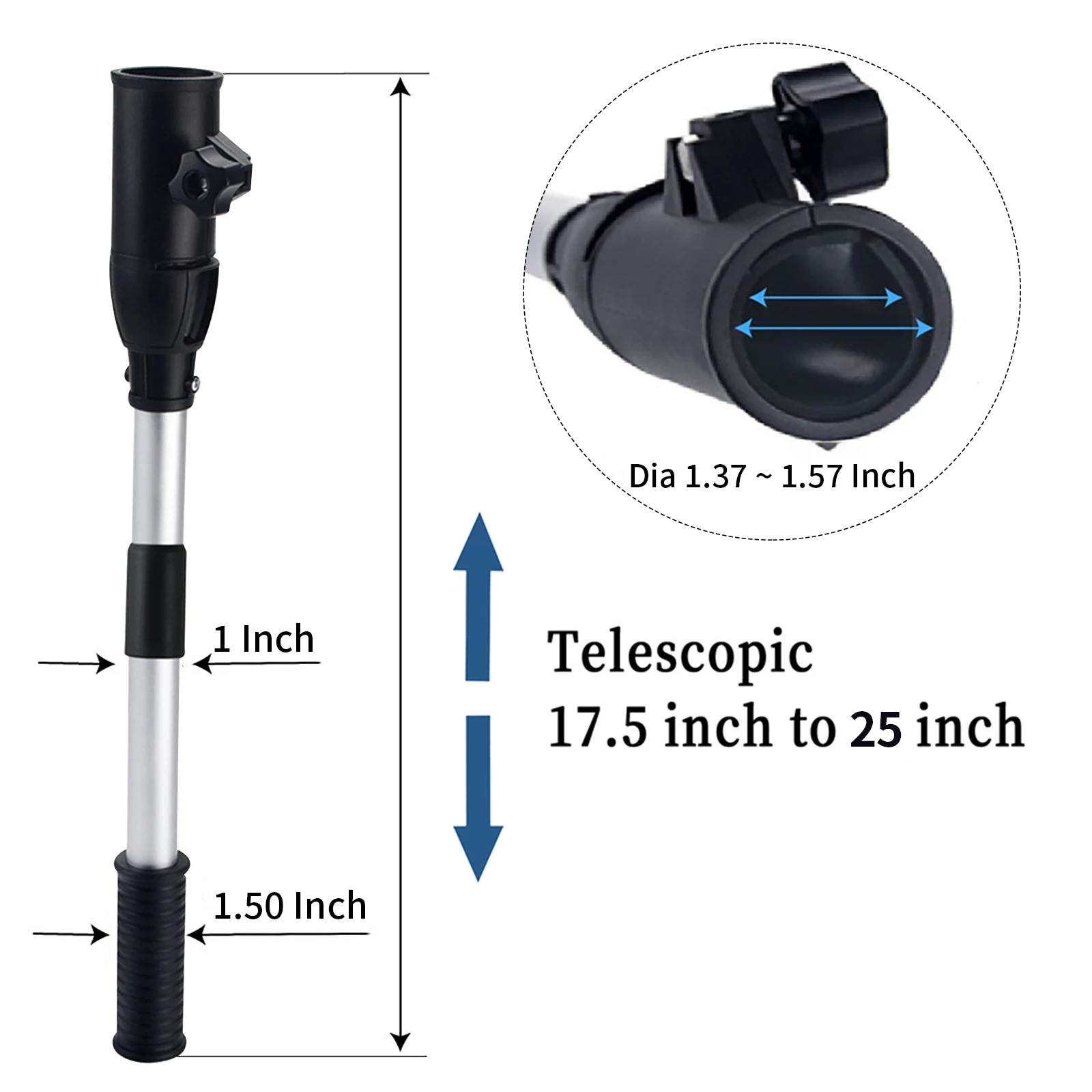 Manija de extensión de Motor fueraborda de barco marino, Motor telescópico de remolque, mango de extensión telescópico, aluminio anodizado,