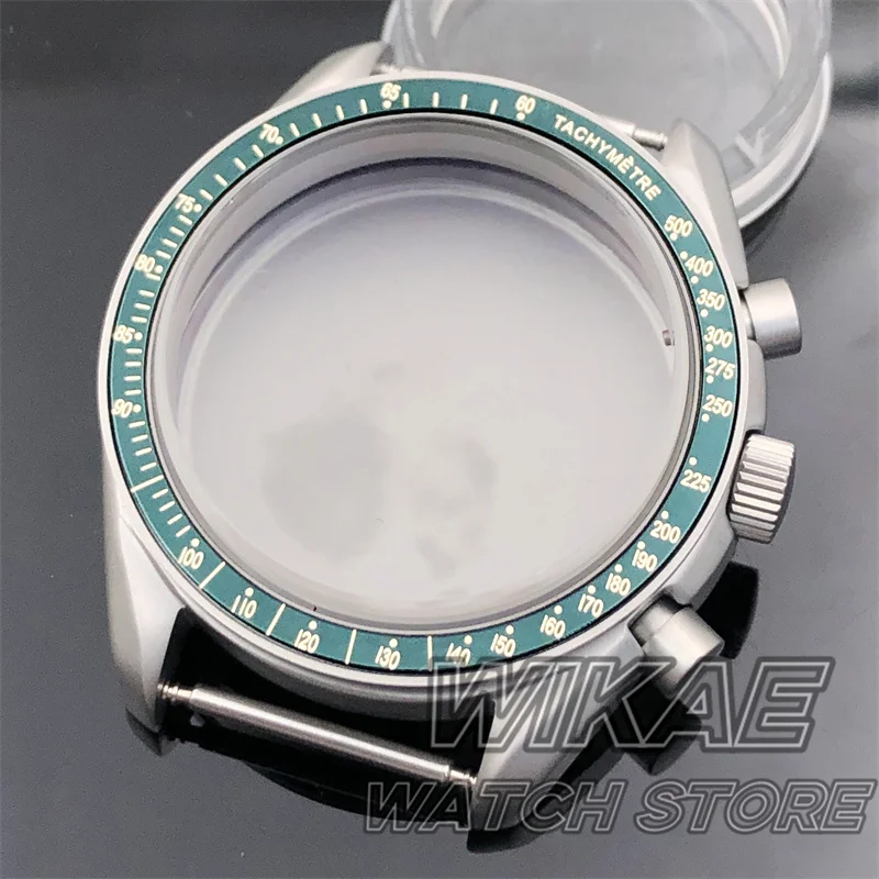 New 40mm VK63 Titanium Watch Case Blue Green Black Silver Red Insert With Coated Glass For VK63 Quartz Chronograph Movement Part