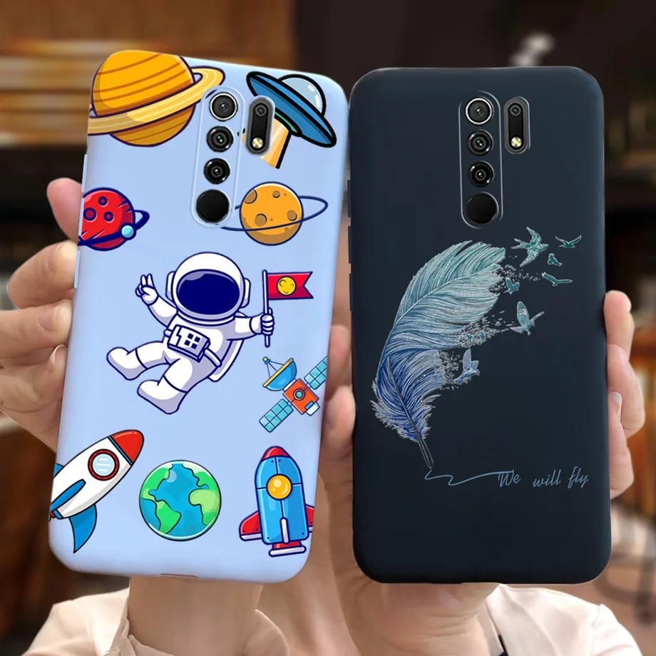 For Redmi 9 Case Little Astronaut Feather Soft Silicone Phone Cover For Xiaomi Redmi 9 Redmi9 Protective Back Cover Bumper