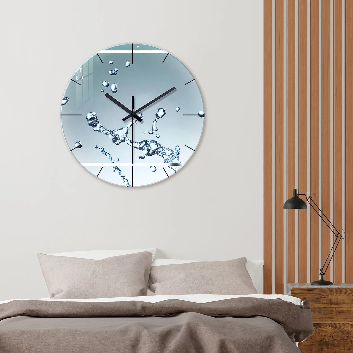 Modern Water Drop Pattern Tempered Glass Wall Clock Living Room Bedroom Kitchen Home Decoration Wall Clock Silent Quartz Clock Holiday Gift 12